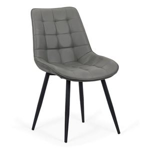 scaun-bucatarie-piele-eco-BUC-206P-gri-800-800-1; Scaune de bucătărie din piele ecologică și cadru metalic negru BUC 206P Gri
