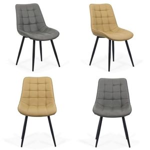 scaun-bucatarie-piele-eco-BUC-206P-bej-gri-800-800-10; Scaune de bucătărie din piele ecologică și cadru metalic negru BUC 206P Bej
