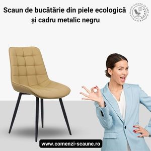 scaun-bucatarie-piele-eco-BUC-206P-bej-800-800-9; Scaune de bucătărie din piele ecologică și cadru metalic negru BUC 206P Bej
