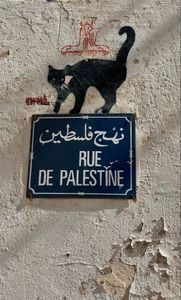 ; 　
　　　　　　　　　　　　　　Sent from Djerba, Tunisia by a local street artist,
　　　　　　　　　　　كلنا فلسطينيون.
