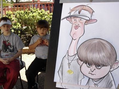 I ate it just before I came to the garden...; First caricature’s done, quick as I told you, I killed two birds with one shot. What else do we have for the picnic?
