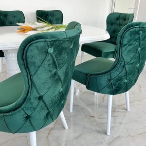 scaun-chicago-catifea-verde-smarald-cu-nasturi-6-1; Set masă și 6 scaune Chicago, verde smarald
