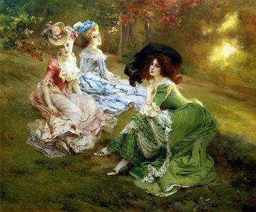 ༨Ṃạḳṭụḅ′s་ Three Ladies on a Meadow ﮩᵇᵞCarlo Wostry.