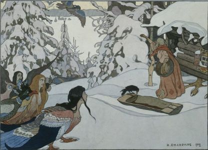 ༨Ḳịṃẹṭṣụ′s་ Baba Yaga and maiden birds ﮩᵇᵞIvan Bilibin.