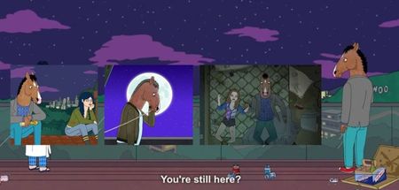 BoJack Horseman, created by Bob-Waksberg, 5★.　　　A humanoid horse, actor, is living in Hollywood,; while he is dealing with trauma, fame, addictions, wrong decisions, failed relations, emotionally absent parents, and his own flaws, all in search of meaning. (this broke my heart)
