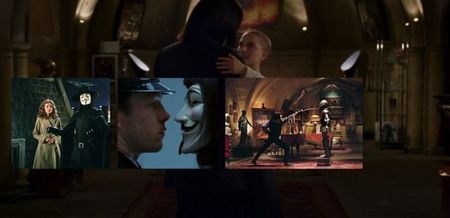 V For Vendetta, dir. by James McTeigue, 4★. 　　 A masked man fights for justice in a totalitarian; government in the United Kingdom and bonds with Evey, a young woman he rescues.
