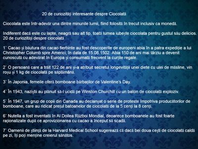 20 de curiozitati interesante despre ciocolata