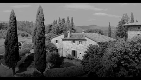 　 An old villa, with its blue shutters and weathered walls, sat on a hill, surrounded by a wild; garden where roses climbed the walls and oleanders spread a sweet scent.
