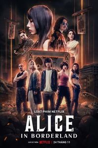 Alice In Borderland - sezon 2; 12 jocuri:
rege de pica (inima neagra),
rege trefla (Kyuma - Arisu, Usagi, Kuina, Tatta, Niragi),
valet de cupa (inima rosie) - Chishiya,
valet de pica (Kuina),
regina romb NU au jucat principalii,
re
