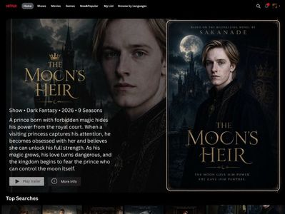 ⸺ 3,8 ⭐ | The Moon’s Heir | Genre: Dark Fantasy | Starring: Louis Hofmann  ⸺; 　　　　　　
A prince born with forbidden magic becomes obsessed with a visiting princess he believes can unlock his power, and his growing moon‑bound abilities turn his love into a danger the kingdom fears
