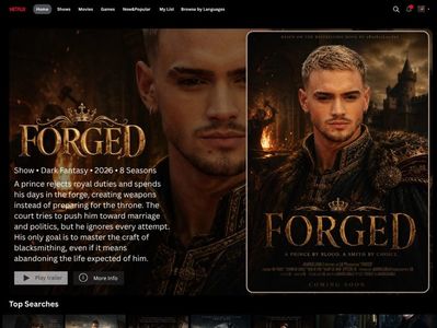 ⸺ 2,7 ⭐ | Forged | Genre: Dark Fantasy | Starring: Gabriel Guevara  ⸺; 　　　　　　
A prince who rejects the throne to spend his days forging weapons defies every push toward duty, choosing the fire over the crown.
