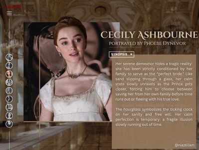 ⸺  2.25 ⭐ The Perfected Bride ⸺; 　　　　　　
　　　　　　@niazkilam
　　　　　　Cecily Ashbourne
　　　　　　portrayed by Phoebe Dynevor
