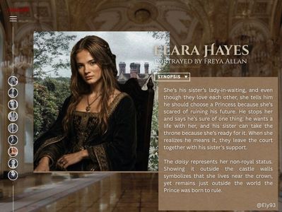 ⸺ 4 ⭐ The Prince`s Beloved ⸺; 　　　　　　
　　　　　　@Ely93  
　　　　　　Elara Hayes
　　　　　　portrayed by Freya Allan
