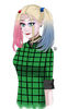 Harley Quinn with school shirt