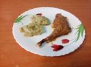 Dovlecel și friptura de găină marinata (sos soia, usturoi, mustar, zeama de lămâie, sare, piper)