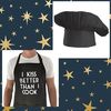 Penn received chef's apron and hat from Candy. (but he better watch out for the rest of the evening)