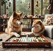 Dogs playing Backgammon