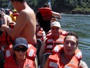 in barca pe lacul Iguazu - Ani, Costi si Adi in spate