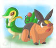 Pokabu And Snivy