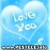 Inima bleu deschis cu "Love You"