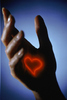 Hand with laser heart