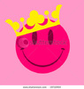 stock-vector-pink-smiley-face-with-crown-vector-19710964