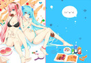 moe 188957 bikini cleavage hatsune_miku jpeg_artifacts megurine_luka nuko_(mikupantu) swimsuits voca