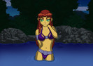 wallpaper__starfire_in_bikini_by_elleboe-d3aqfq0
