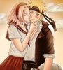 Sakura il saruta pe Naruto pe obraz drept multumire
