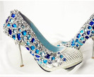blue princess crystal wedding shoes  -f24617