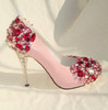 gorgeous pink crystal shoes-f01343