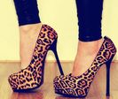 leopard print high heel shoes-f64493