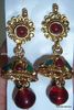 JHUMKA_CHANDELIER_MAROON_GREEN_TEMPLE_gold_DANGLER