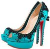 CLTorero150mmTurquoisePeepToeStuddedPumps