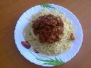 Spaghete si tocanita de gaina cu legume