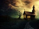 Graveyard-Church-In-Night-Wallpaper