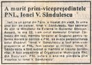 La moartea lui Ionel Sandulescu (Monitorul, 2 febr.1993)
