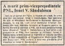 La moartea lui Ionel Sandulescu (Monitorul, 2 febr.1993)