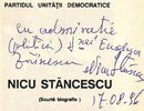 Dedicatie sotiei de la Nicu Stancescu