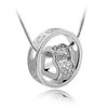 Love Heart Lucky Ring Pendants Silver Necklace Chain Rhinestone