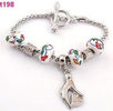 2 Porcelain & acrylic beaded special clasp European charm bracelet