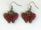 Cercei fluturasi bronz cu strasuri rosii - 10 lei