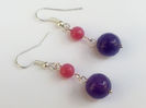 Cercei din piatre semipretioase - jad mov si roz - 7 lei