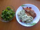 Friptura de iepure cu pilaf de orez si salata